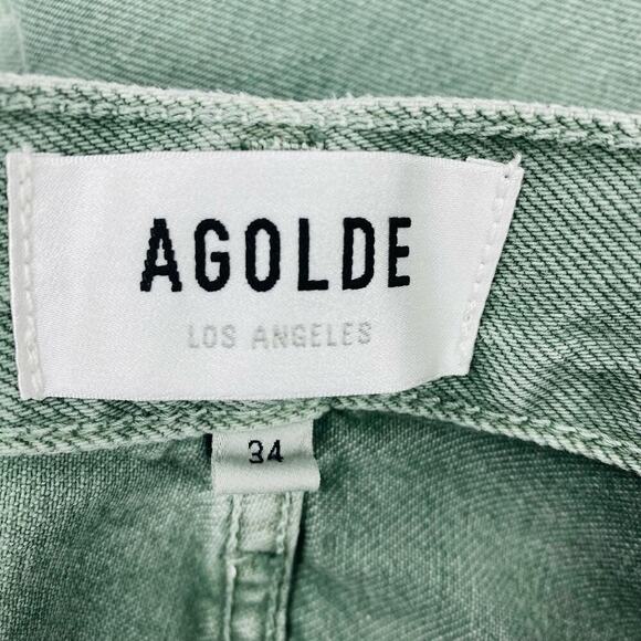 NWT AGOLDE Cooper Cargo High Rise Straight Leg Jean Sz 34 Salamander Green - Picture 9 of 16